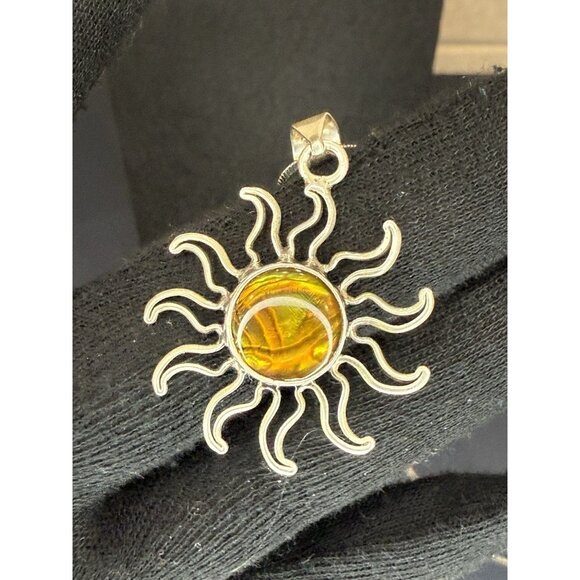 Vintage Charles Albert Sterling Silver 925 Abalone Sun Pendant B2 - Picture 6 of 16